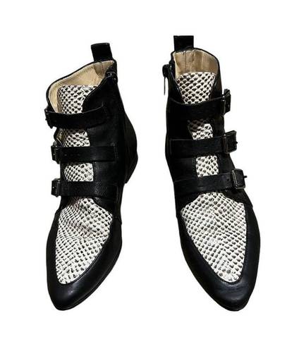 Jimmy Choo  Black and Snake Embossed Leather Marlin Boots