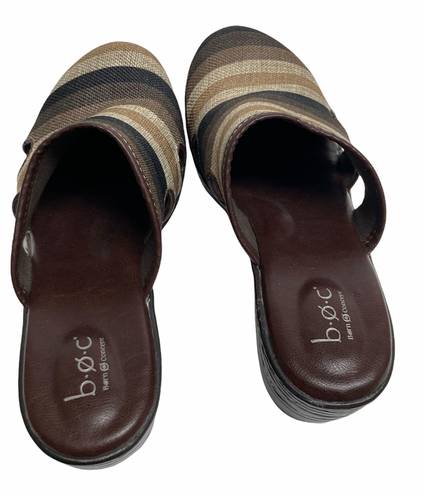 Born concept BOC  Mules Wedge Slip Ons Size 10 CBTK14 C89223 Brown Tan