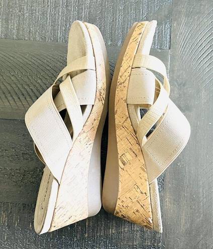 Wearever Wear.Ever Cork Wedge Tan Strappy Sandals Size 7M