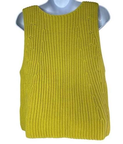 Vince  Women's Chartreuse Green Heavy Chunky Knitted Tank Top Vest Size Large