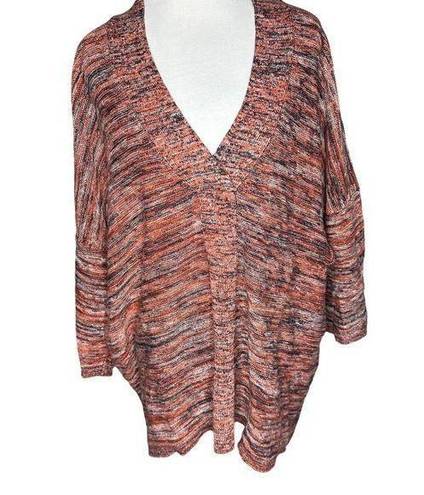 J.Jill  Pure Jill Campari Pullover Sweater Orange Black Space Dye Marled‎ LP