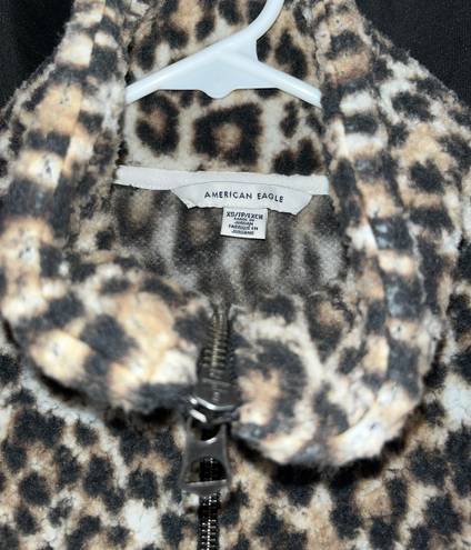 American Eagle Cheetah Sherpa Zip Up