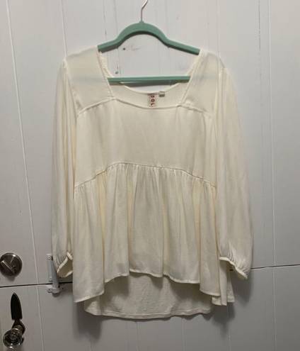 Anthropologie Cream Peplum Top