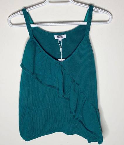 525 America deep teal ruffle front sweater tank size L Green Size L