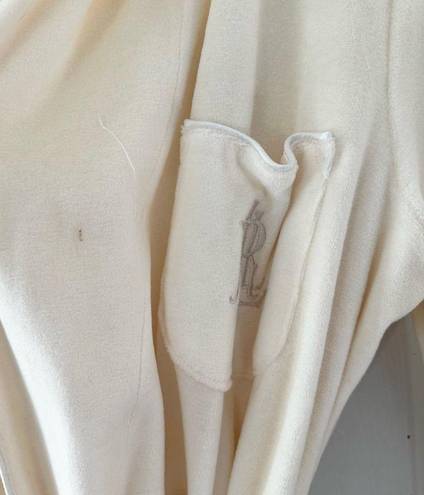 Lauren Ralph Lauren Cream Vanilla Luxury Embrodiered Crest Pocket NWT Robe Small