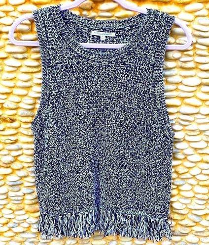 Rebecca Minkoff  Bea Sleeveless Black & White Knit Fringe Top. Size Large. NWT