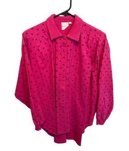 American Vintage 80's Vintage Sweet Baby Jane Long Sleeve Collared Polka Dot Button Up Size Large