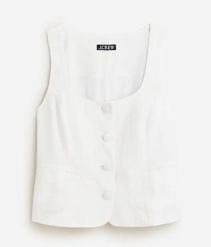 J.Crew  Scoop Neck Linen Blend Cropped Vest White Size 0 BZ393 New