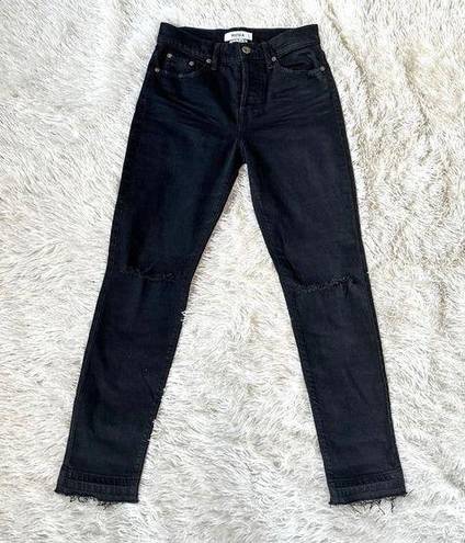 Pistola NWOT  Black Raw Hem Ripped Knee Distressed High Waist Jeans Sz 24/25