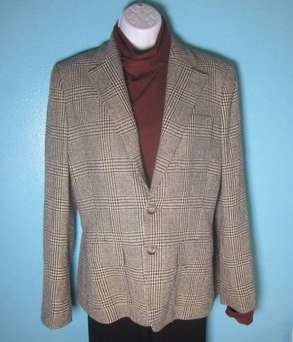 Polo  Ralph Lauren VINTAGE Silk Blazer Womens Size 10 Glen Plaid Houndstooth