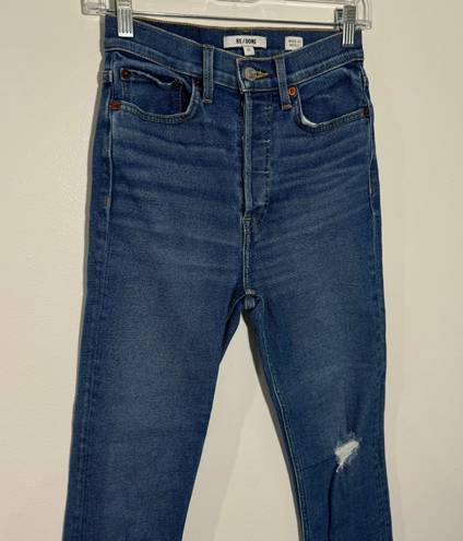 RE/DONE 90s Ultra High-Rise Ankle Crop Skinny Jeans Medium Worn Wash Size 25