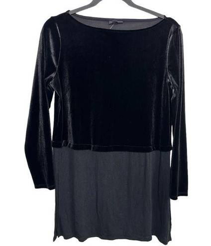 J.Jill  Wearever Collection Black Velvet 3/4 Sleeve Blouse Size Small Petite New