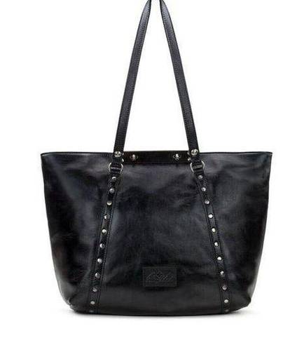 Patricia Nash  Benvenuto Black Leather Distressed Large Tote Bag Studded Purse