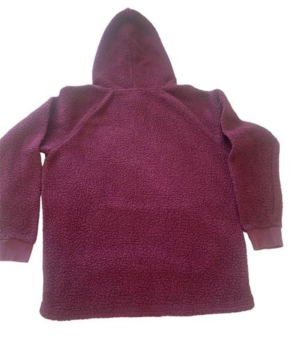 Victoria's Secret PINK Sherpa Half Zip Pullover Hoodie Jacket  Burgundy