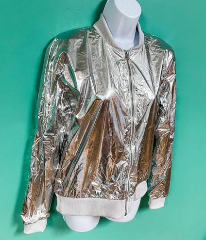 Victoria's Secret Victorias Sport Silver Metallic Bomber Jacket 