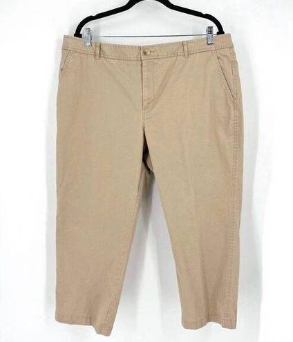 L.L.Bean  Women's High-Rise Flat Front Favorite Fit Cropped Pants Beige Size 18