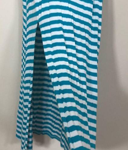 Kirra white and turquoise striped maxi skirt