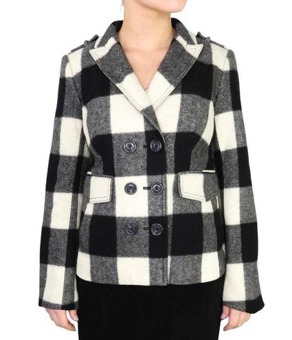 Banana Republic  Black & White Plaid Wool Plaid Peacoat XS Preppy Cozycore Twee