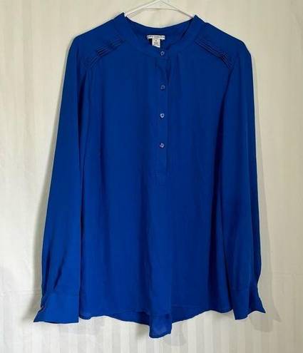 Dalia Collection  Blue 3/4 Button Down Long Sleeve Blouse Women’s Plus Size 1X