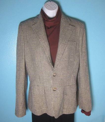 Polo  Ralph Lauren VINTAGE Silk Blazer Womens Size 10 Glen Plaid Houndstooth