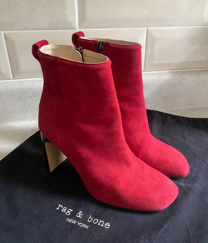 Rag and Bone Red Suede Ankle Boots