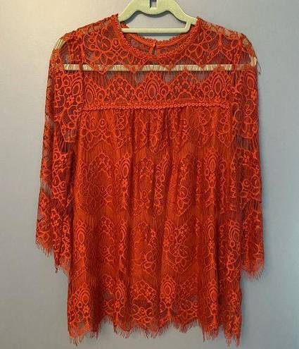 Blu Pepper  burnt orange lace top sz Large