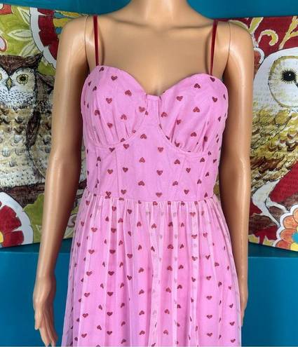 Betsey Johnson  Valentines Metallica Heart Print Mesh Midi
Dress NWT