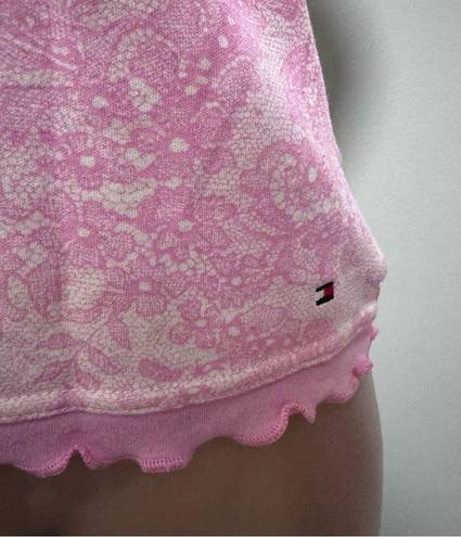 Tommy Hilfiger  Pink White Tank Top Floral Lace Coquette Nighty Feminine Y2K