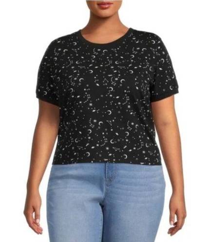 No Bo Nwt  Juniors x-small Ringer Tee Short‎ Sleeves Black Scoot Celestial