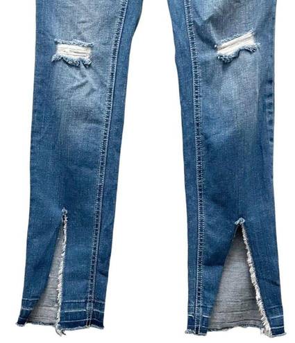 Peace Love World  Girlfriend Jeans Front Slit Straight Medium Wash Womens Size 28