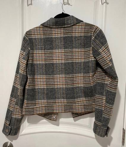 Mango Plaid Cropped Shacket Jacket