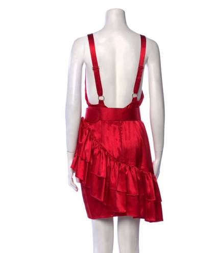 Bronx and Banco  Paloma Belted Silk Mini Dress in Red