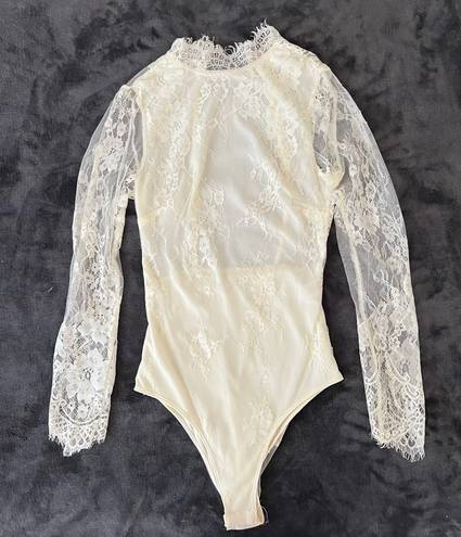 Willow + Root Boutique High Neck White Lace Body Suit