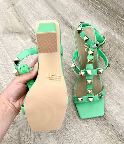 EGO New  green stud strappy heels size 9