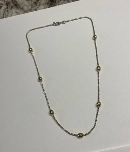 Monet Signed  Necklace Two Tone 16 Inch