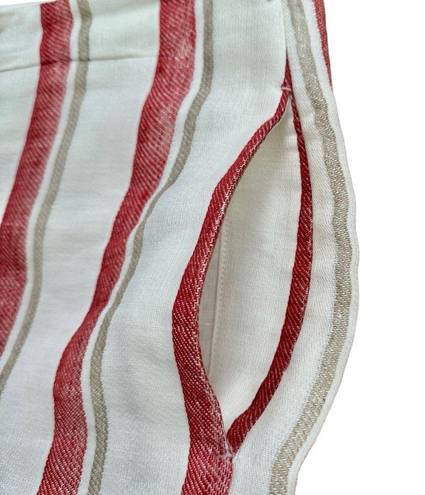 Loro Piana  Women’s High Waist Antigua Striped Linen Shorts - White, Red 44IT 8US