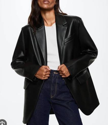 Mango Oversized Leather Blazer