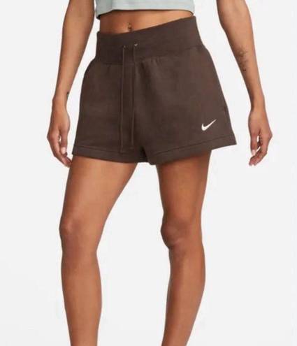 Nike Brand New  Sports Wear Phoenix Fleece High Waisted Loose Shorts 1X Brown NWT