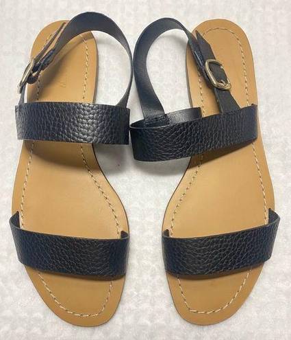 J.Crew  Pebbled Leather Slingback Flat Sandals Size 8 1/2