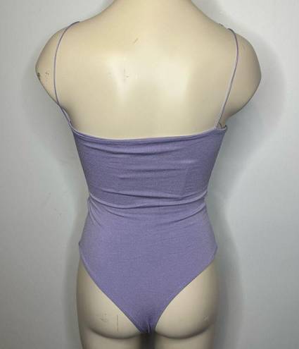 Naked Wardrobe  Women's XXS Got The Scoop Bodysuit Purple Thin Strap Thong NWT