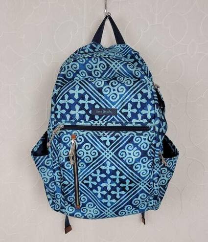 Vera Bradley  Lighten Up Grand Cuban Tiles Womens Backpack Blue Laptop Bag