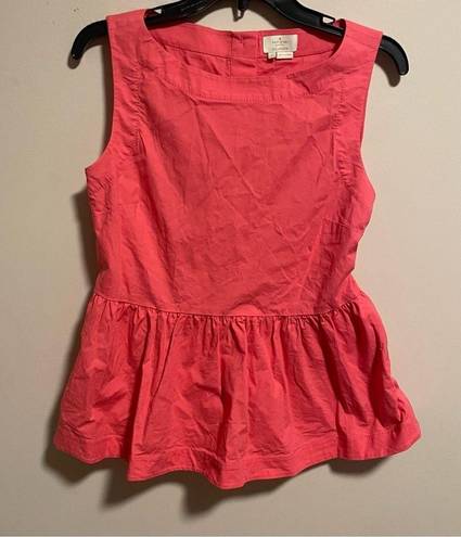 Kate Spade  Shore Thing Button Back Peach Sherbet Peplum Top Coral- Size 6