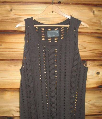 All Saints Brown Open Knit Top Tunic