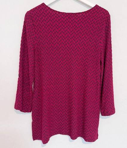 Habitat  Crinkle Texture Rounded Neck High Low Tunic Blouse Top Red Black Large