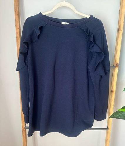 Daisy  Rae ruffled navy top size small