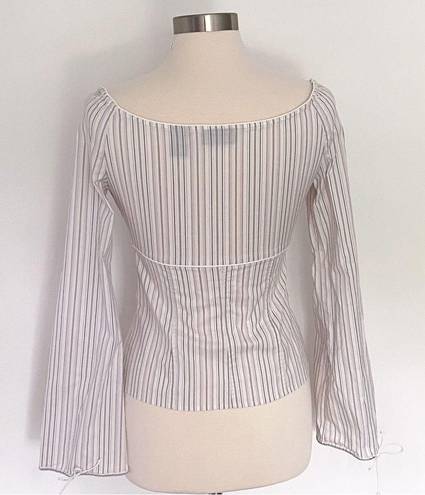 EXPRESS Stretch Y2K Cottagecore Bell Sleeve Corset Pinstripe Top Size 5/6