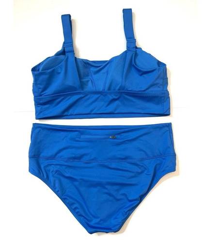 Nike Pacific Blue Midkini & High Waisted Bikini 2-Piece Swim Set Sz XL Women