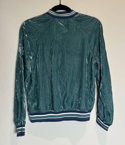 American Eagle 363- Blue Retro Style Crushed Velvet Bomber Jacket