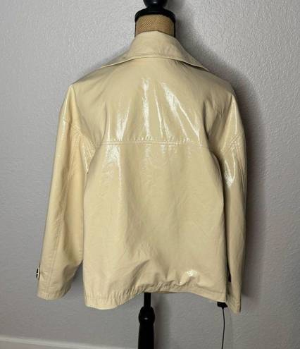 Franke Shop Size S Cream Faux Leather PVC Jacket Boxy Oversized Button Front