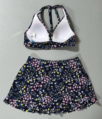 Draper James Navy Blue Floral Bikini Top and Swim-Skirt Bathing Suit Bottoms Coords Matching Set 🌸